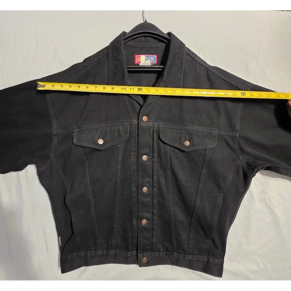 Vintage Jordache Black Denim Trucker Jacket Men's L Oversized 90s USA Style